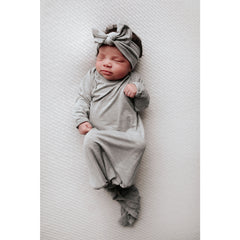 Grey Knotted Baby Gown by Three Little Tots