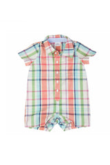 Baby Boy Plaid Button Front Romper by EGG