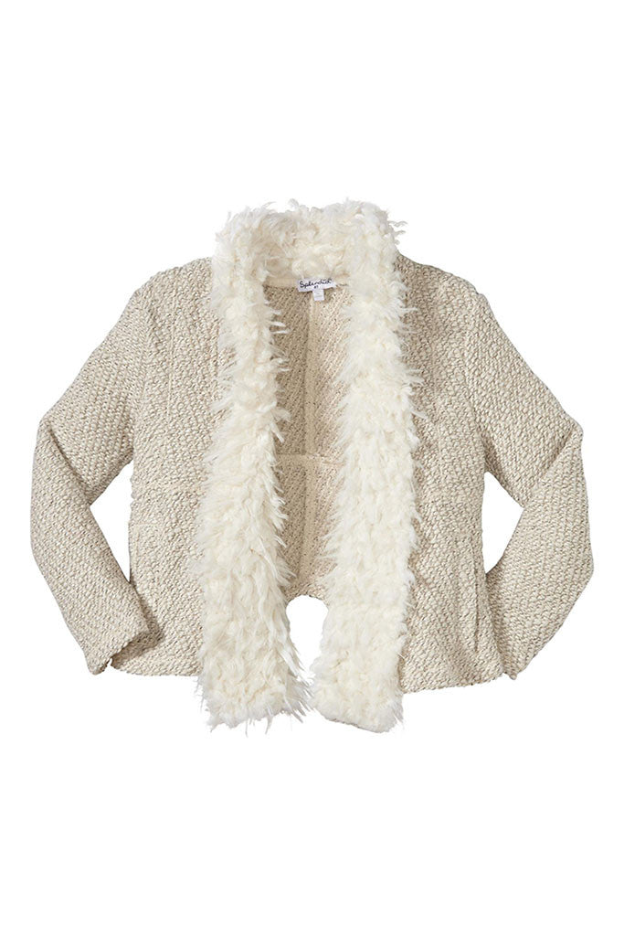 Open Knit Sweater Fur Jacket by Splendid